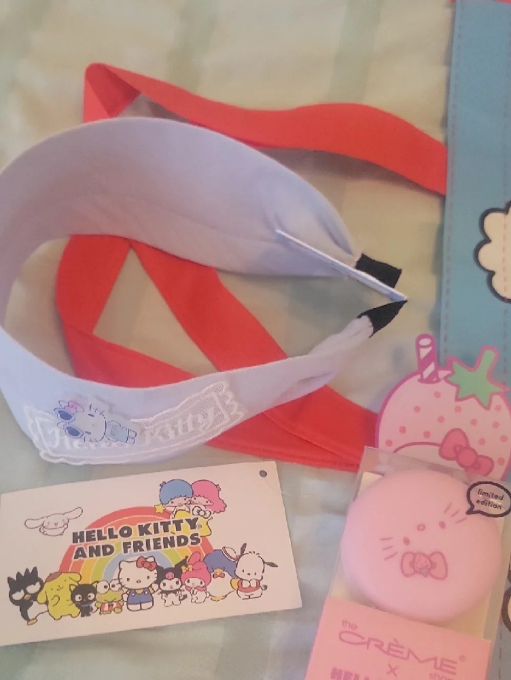 BUNDLE of Sanrio HELLO KITTY Ice Cream Tote 2 Headbands CREME SHOP Lip Balm NWT
